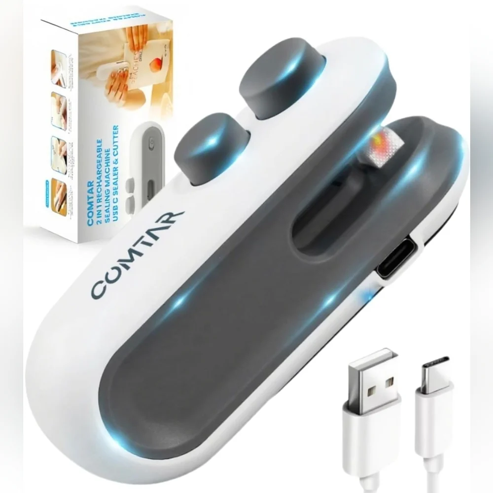 🪷5/25! COMTAR Rechargeable 2in1 Mini Portable Bag Sealer & Cutter NIB